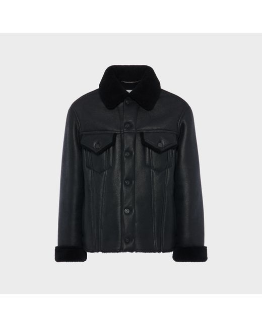 Maison Margiela Black Waxed Shearling Jacket for men