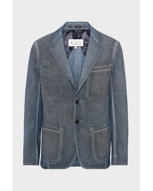 Maison Margiela Blue Double-Dyed Wool Blazer for men