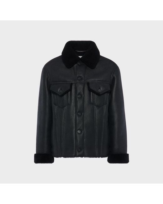 Maison Margiela Black Waxed Shearling Jacket for men