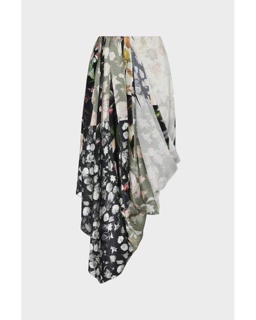 Maison Margiela Black Silk Floral Draped Skirt