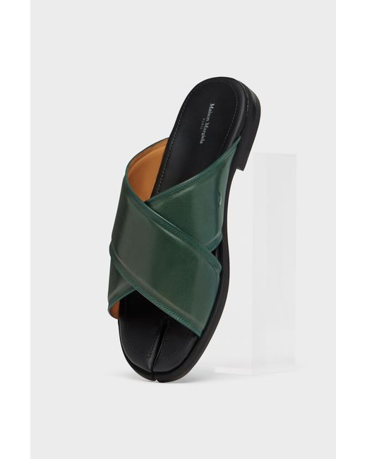 Maison Margiela Green Tabi Numbers Crossed Sandal for men