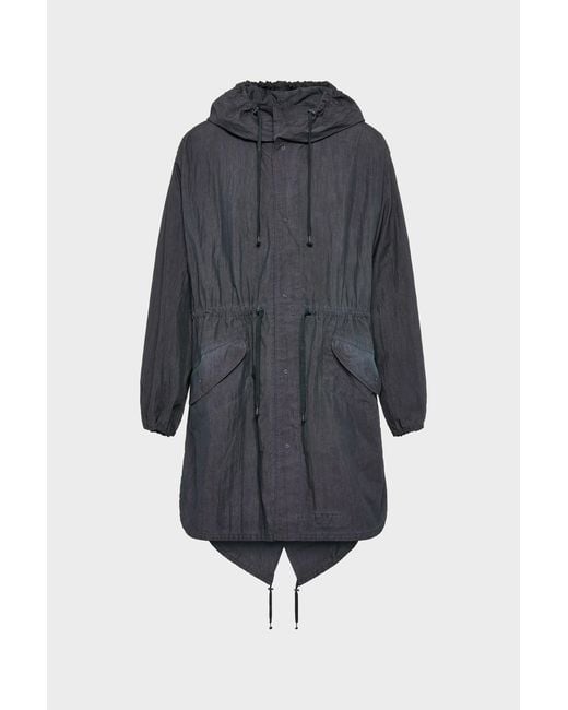 Maison Margiela Blue Hooded Parka Coat for men