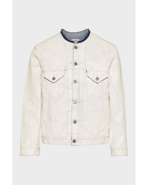 Maison Margiela White Collarless Denim Jacket for men
