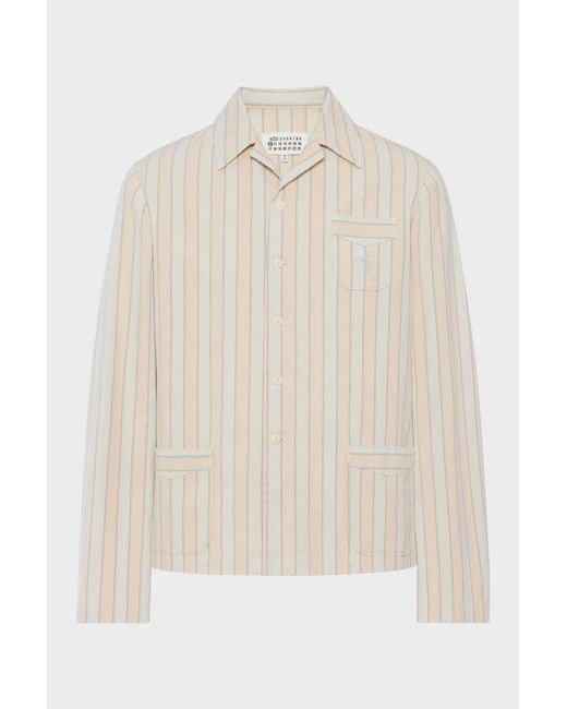 Maison Margiela White Cotton Striped Shirt for men