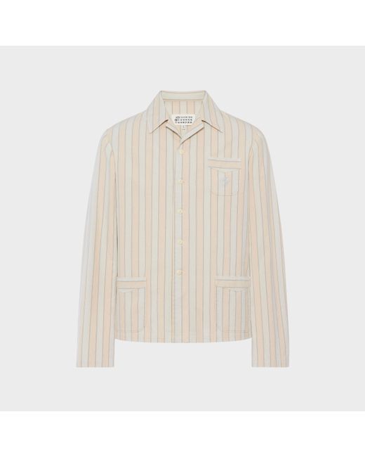 Maison Margiela White Cotton Striped Shirt for men
