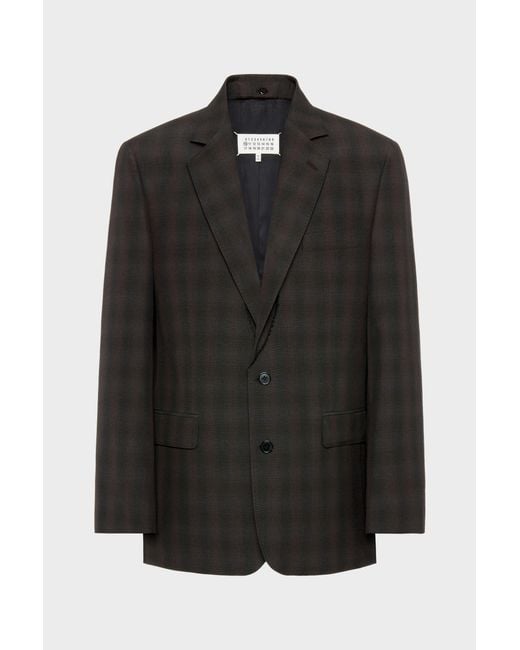 Maison Margiela Black Folded Collar Wool Blazer for men