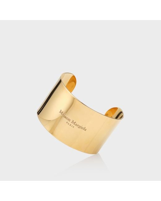 Maison Margiela Metallic Logo Wide Cuff Bracelet