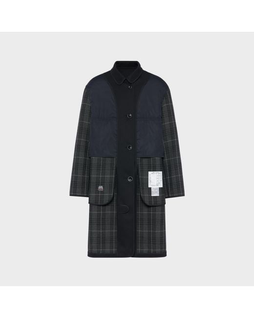 Maison Margiela Blue Reversible Checked Coat for men