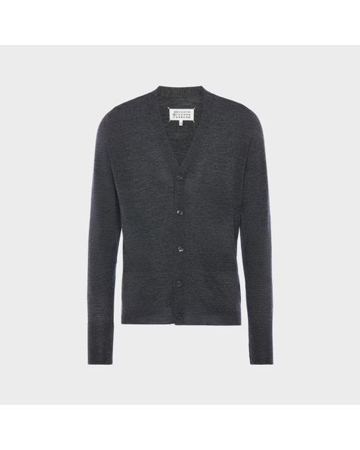 Maison Margiela Blue Wool-Blend V-Neck Cardigan for men