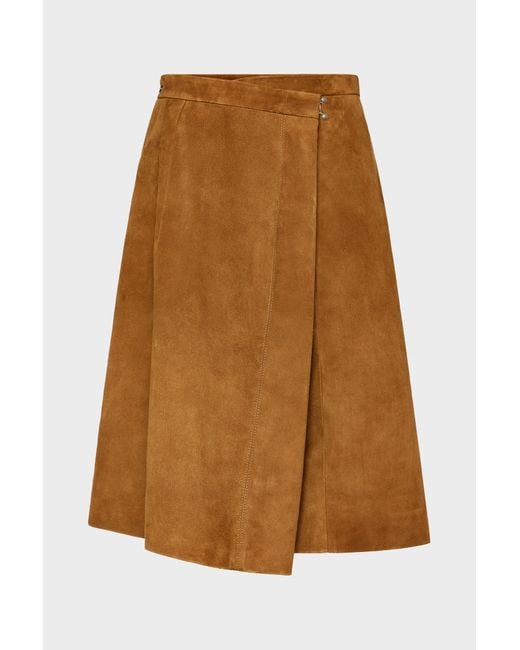 Maison Margiela Brown Wrap Suede Midi Skirt