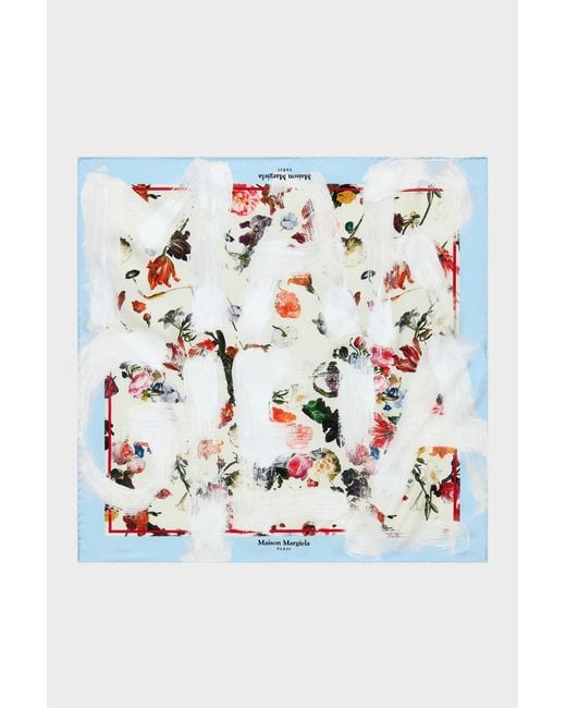 Maison Margiela Gray Printed Silk Foulard