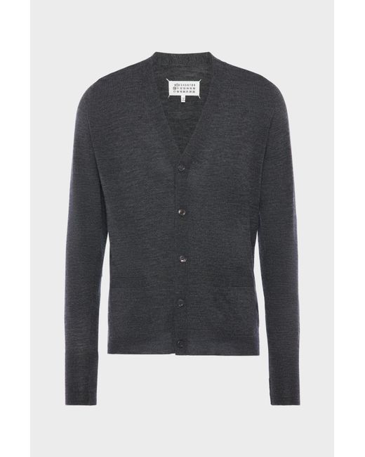 Maison Margiela Blue Wool-Blend V-Neck Cardigan for men