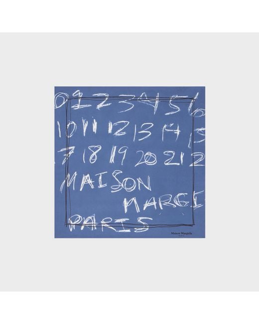 Maison Margiela Blue Scribbled Numerical Silk Foulard