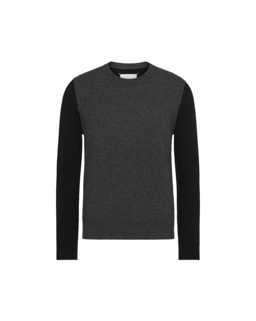 Maison Margiela Black Two-Tone Wool Crewneck for men