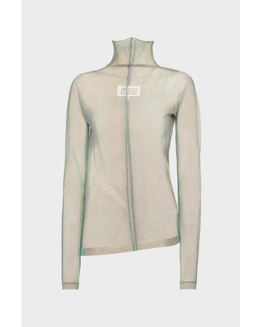 Maison Margiela Natural Shimmer Knit Draped Longsleeve