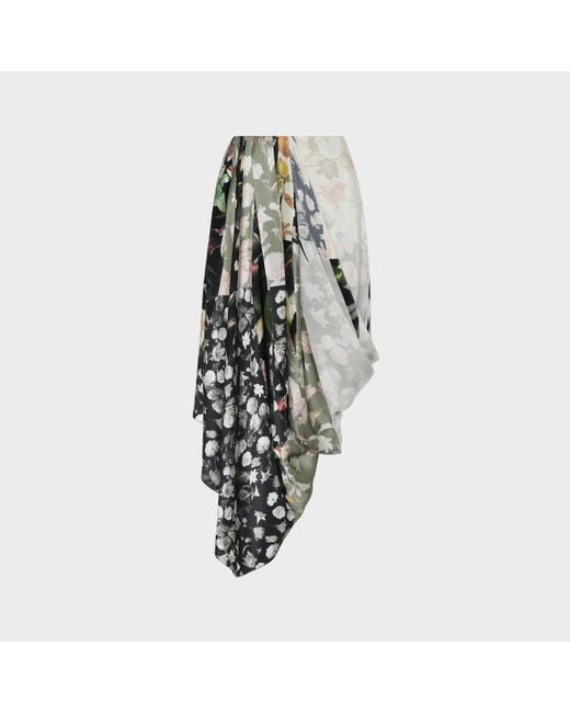 Maison Margiela Black Silk Floral Draped Skirt