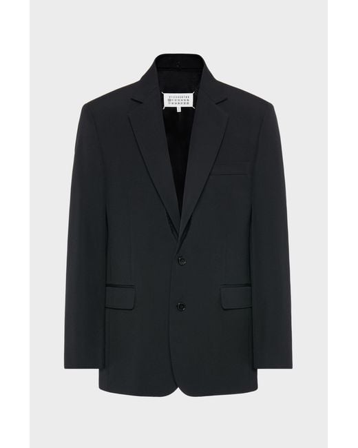 Maison Margiela Black Folded Collar Wool Blazer for men