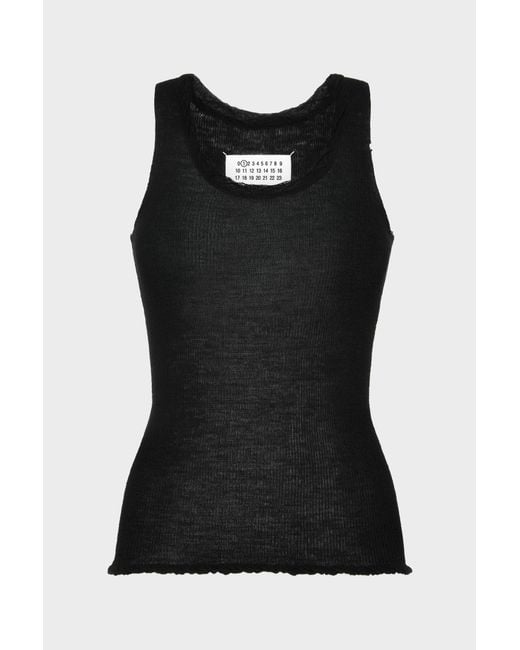 Maison Margiela Black Twisted Knit Tank Top