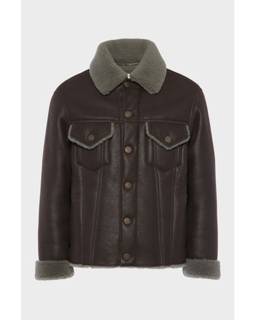 Maison Margiela Black Waxed Shearling Jacket for men