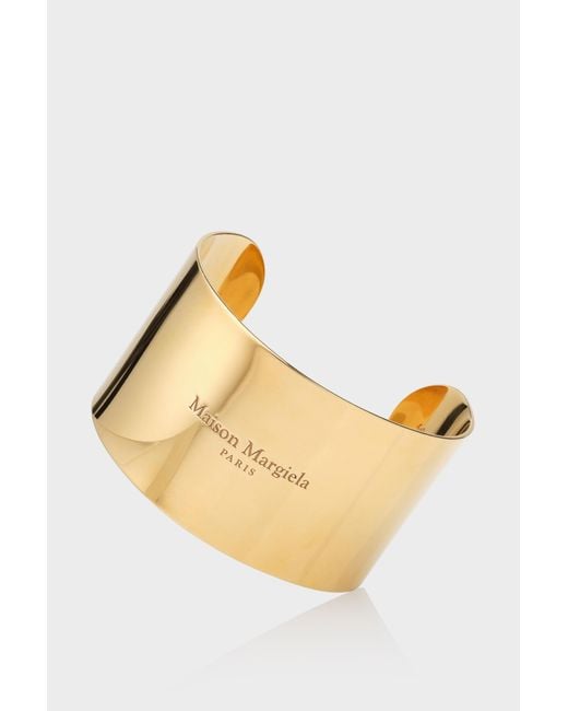 Maison Margiela Metallic Logo Wide Cuff Bracelet