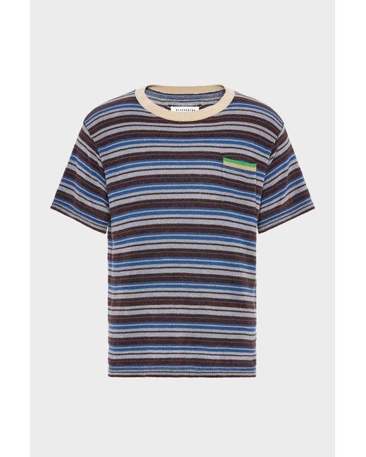 Maison Margiela Blue Striped Wool Crewneck Sweater for men