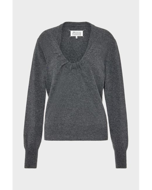 Maison Margiela Gray Twisted Knit Crewneck Sweater