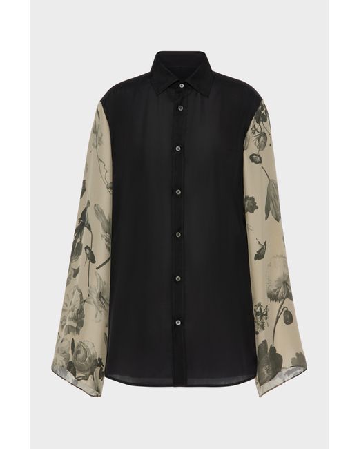 Maison Margiela Black Silk Floral Shirt