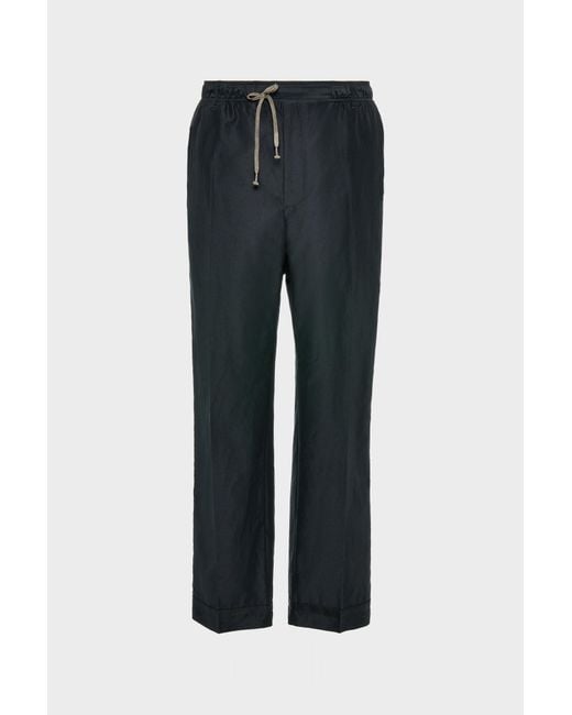 Maison Margiela Black Cotton Drawstring Trousers for men