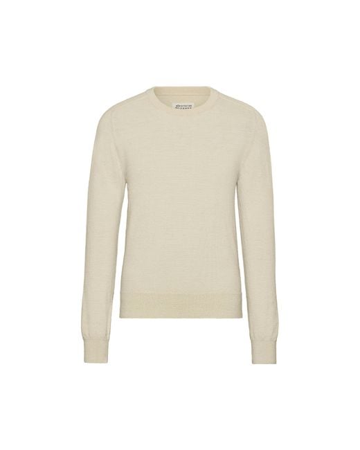 Maison Margiela White Elbow Patch Wool Sweater for men