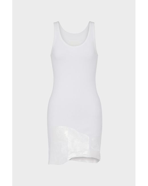Maison Margiela White Taped Rib Mini Dress
