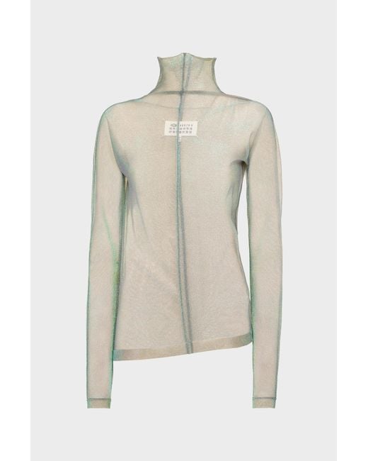 Maison Margiela Natural Shimmer Knit Draped Longsleeve
