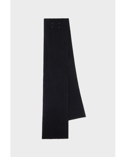 Maison Margiela Black Wool Scarf for men