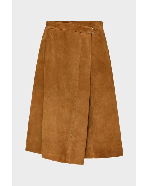 Maison Margiela Brown Wrap Suede Midi Skirt