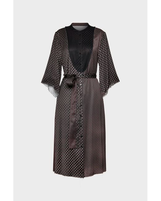 Maison Margiela Black Printed Midi Shirt Dress
