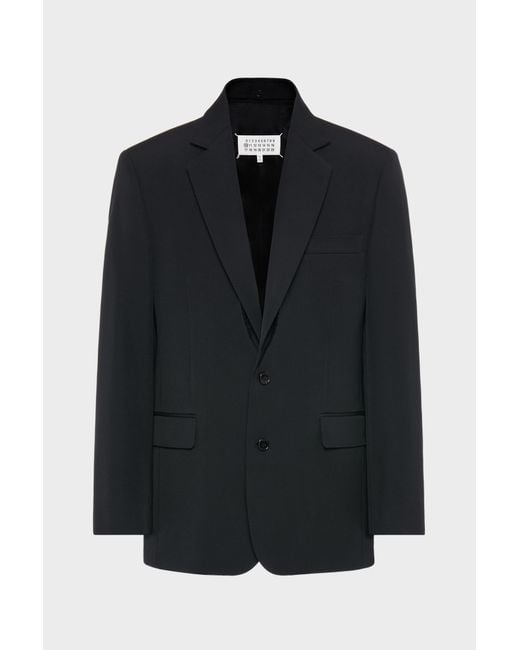 Maison Margiela Black Folded Collar Wool Blazer for men