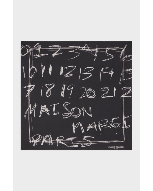 Maison Margiela Black Scribbled Numerical Silk Foulard