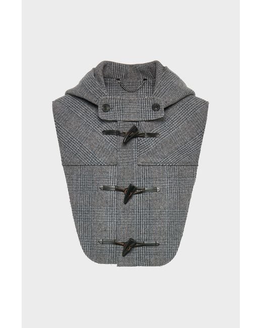 Maison Margiela Gray Checked Wool Cropped Vest for men