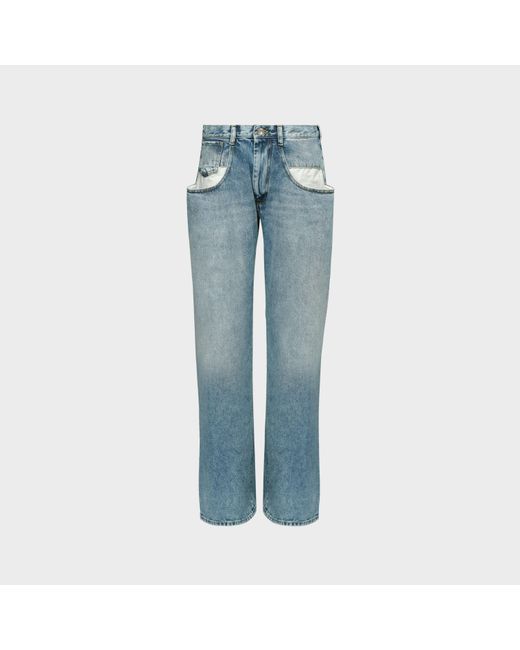 Maison Margiela Blue Straight Jeans With Contrasted Pockets