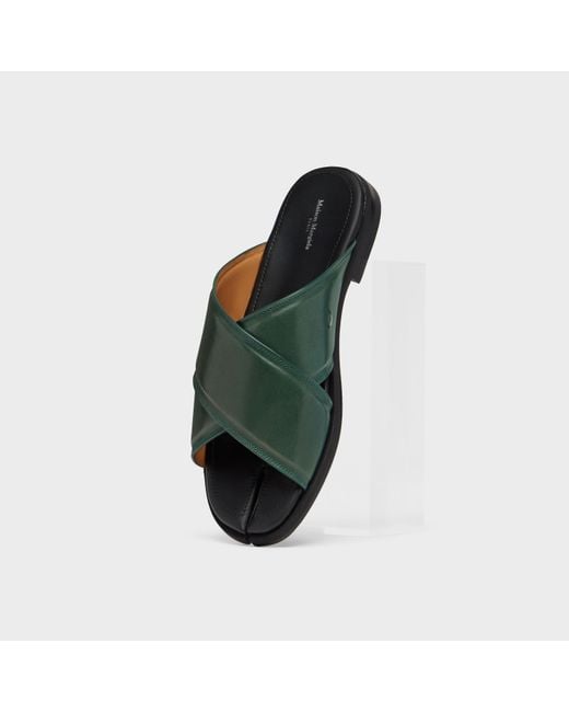 Maison Margiela Green Tabi Numbers Crossed Sandal for men