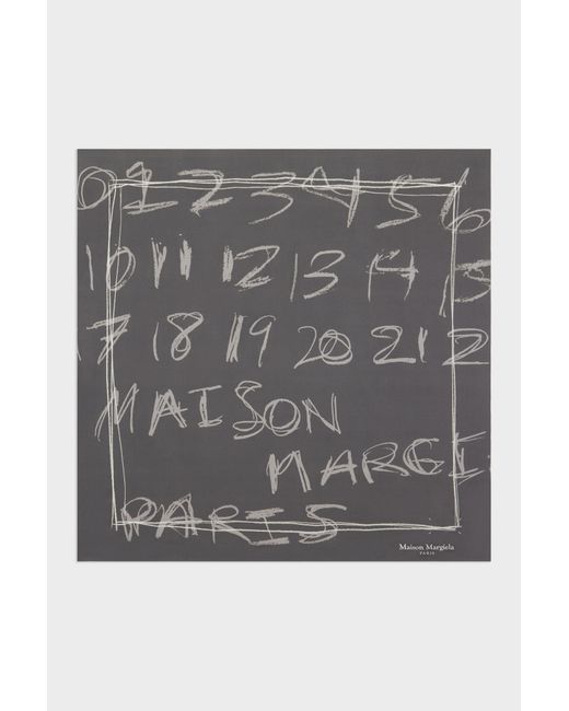 Maison Margiela Gray Scribbled Numerical Silk Foulard