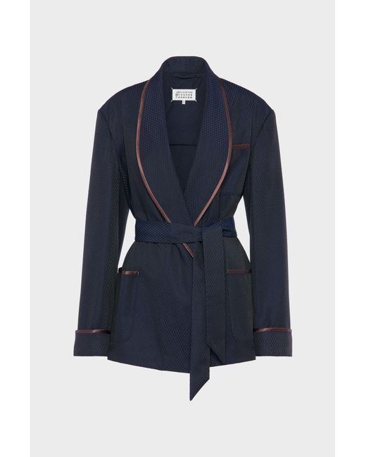 Maison Margiela Blue Wool Robe De Chambre Jacket