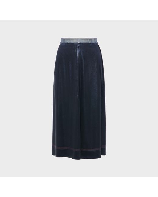 Maison Margiela Blue Foil-Treated Midi Skirt
