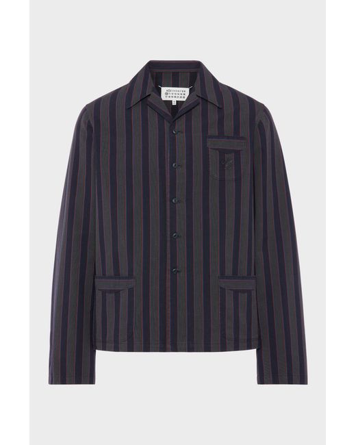 Maison Margiela Blue Cotton Striped Shirt for men