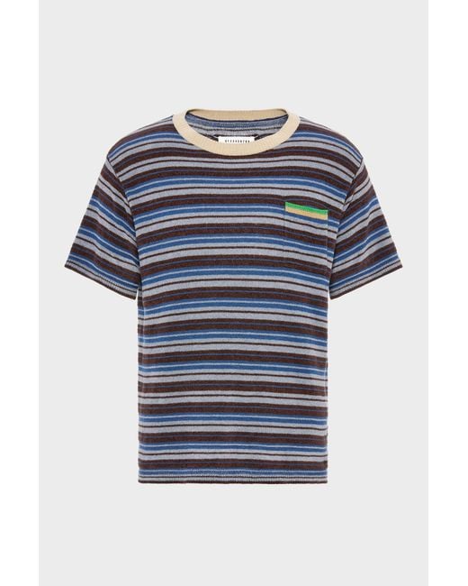 Maison Margiela Blue Striped Wool Crewneck Sweater for men