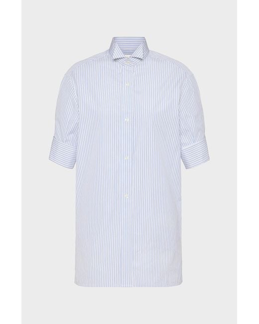 Maison Margiela White Striped Cotton Short-Sleeve Shirt