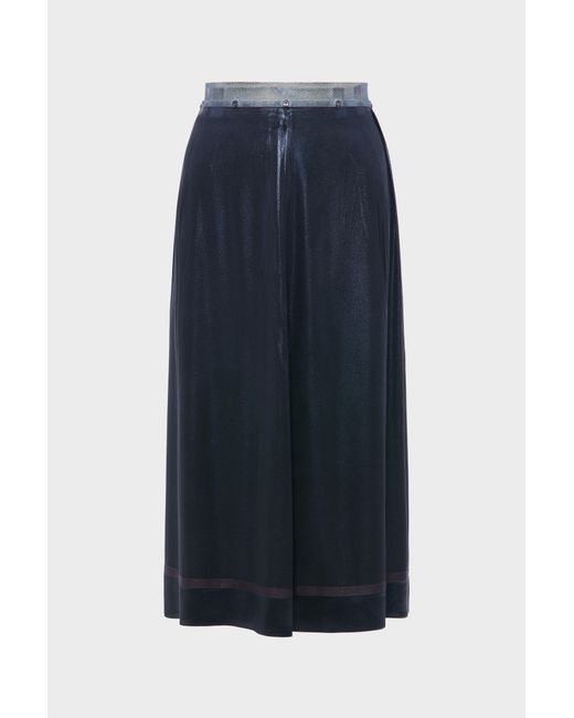 Maison Margiela Blue Foil-Treated Midi Skirt
