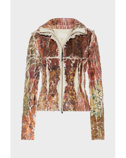 Maison Margiela Brown Fragmented Floral Zip-Up Jacket