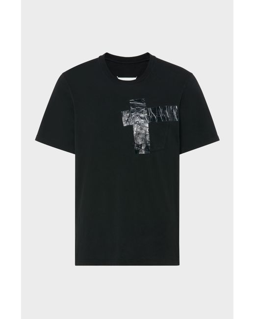 Maison Margiela Black Taped Cotton Jersey T-Shirt for men