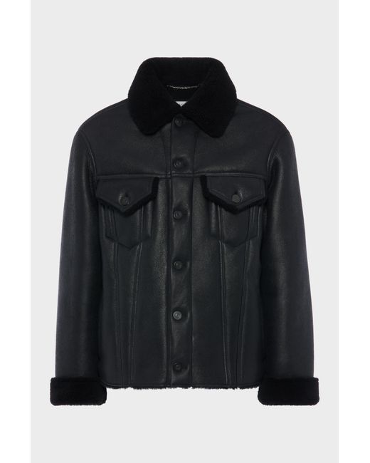 Maison Margiela Black Waxed Shearling Jacket for men