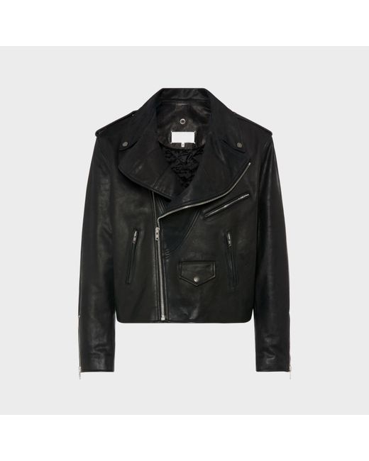Maison Margiela Bikerjacke Aus Leder Mit Faltkragen, Mann, Größe in Black für Herren